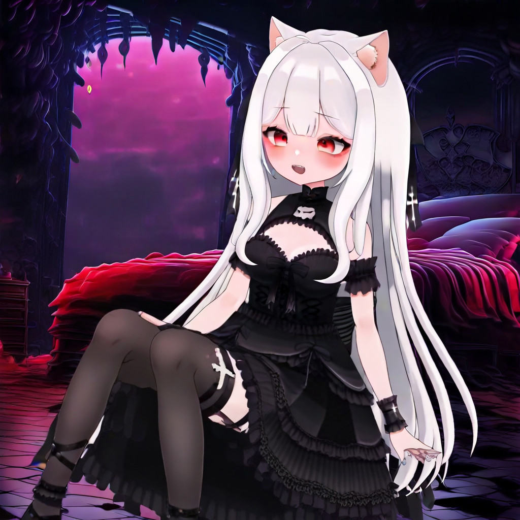 sitting on sofa,  nyana_gothic,  1girl on Tensor.Art