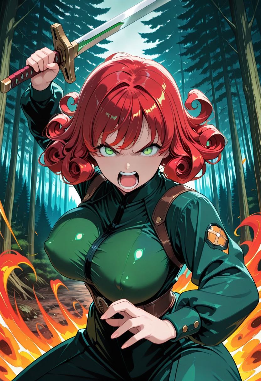 (solo),  (1girl),  red hair on Tensor.Art