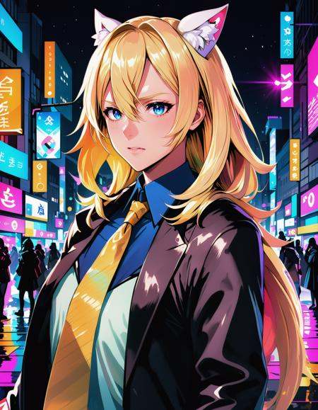 a failed vtuber working the streets,  night district,  hyperrealistic on Tensor.Art