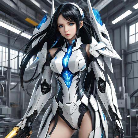 Masterpiece, illustration,8K wallpaper, super detailed,portrait,(full body),(dissection:1.5),(Disassemble:1.3)(1 girl:1.5),(solo),(long black hair:1.4),(Machine structure body),ponytail, (Medium breasts),(Beautiful detailed blue eyes: 1.3),(white background: 2), mecha,natural light, light tracing
