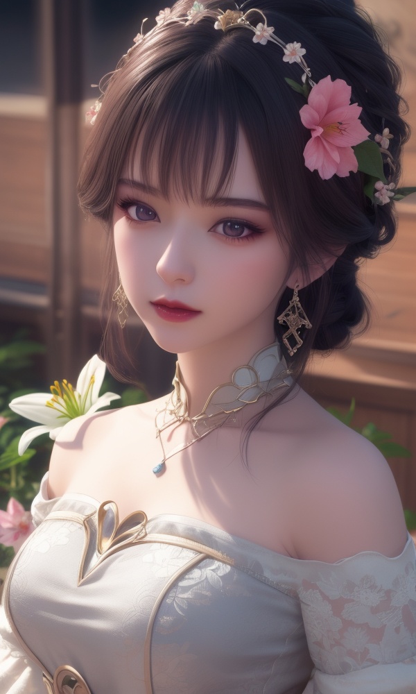 (,1girl, ,best quality, ),looking at viewer, <lora:370-DA-百炼成神-云洛-黑化:0.6>,ultra detailed background,ultra detailed background,ultra realistic 8k cg, , ,masterpiece, (( , )),, ultra realistic 8k cg, ,tamari \(flawless\),     ,lily \(flower\) ,full moon ,strawberry blossoms      (()), (),