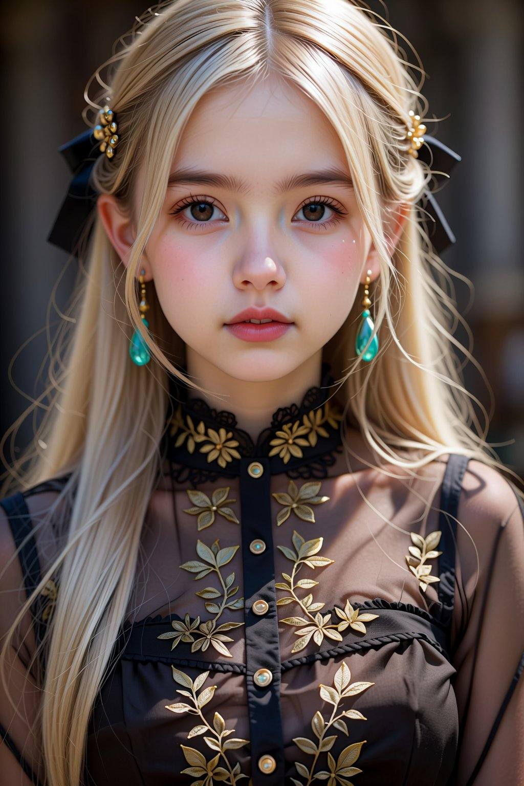 The image features a highly detailed,  digital illustration of an anime-style young woman with fair skin and a delicate,...