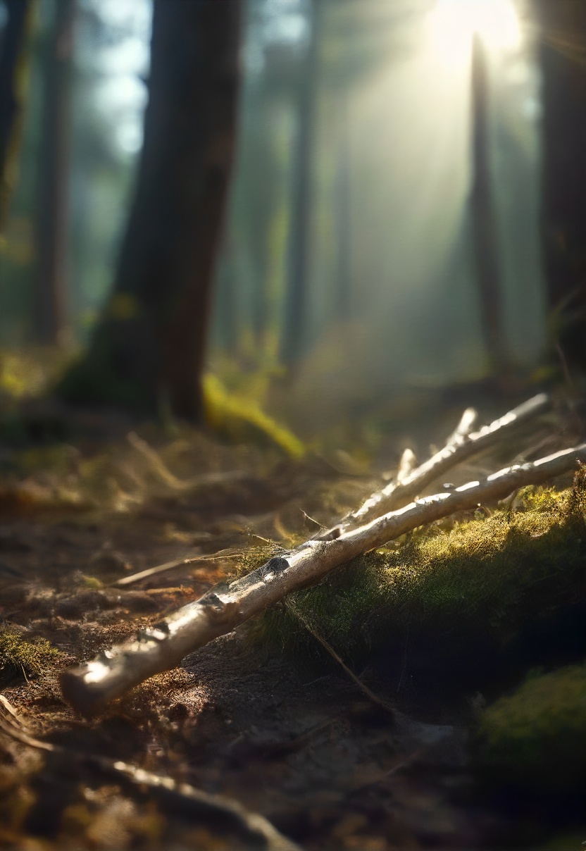 (stickXL:1.3), a mysterious photo of a common branching wooden (stick:1.4) made out of gold glad sticks in a diamond veil laying in a forest, detailed,  masterpiece, epic, atmospheric, cinematic, shadow play, perfect composition, serene mood, longing, unbelievable, unique, forgotten, sss, caustics, 