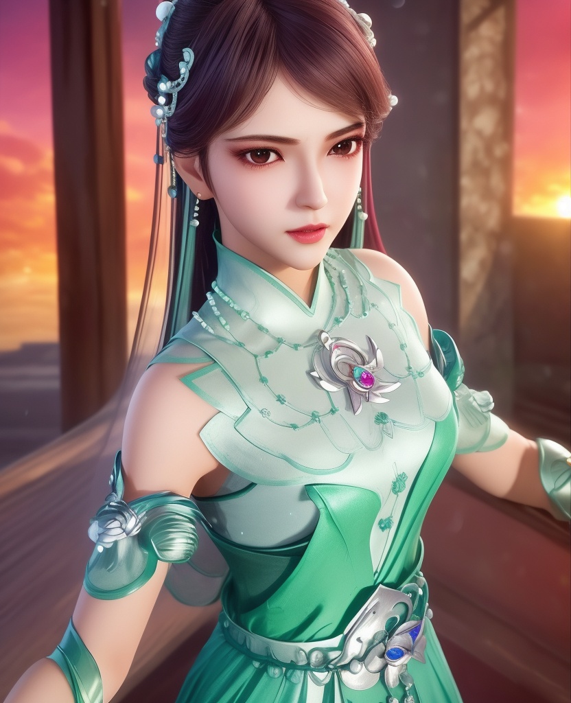 <lora:596-DA-炼气十万年-凌青姝:0.8>(,1girl, ,best quality, ),looking at viewer,  ,,ultra detailed 8k cg, ultra detailed background ,ultra realistic 8k cg,          cinematic lighting, cinematic bloom, (( , )),,  , unreal, science fiction,  luxury, jewelry, diamond, pearl, gem, sapphire, ruby, emerald, intricate detail, delicate pattern, charming, alluring, seductive, erotic, enchanting, hair ornament, necklace, earrings, bracelet, armlet,halo,masterpiece, (( , )),, realistic,science fiction,mole,   ,cherry blossoms,,(((Best quality, masterpiece, ultra high res, (photorealistic:1.4), raw photo, 1girl, ,rain, , sunlight, sunset, qianqiu wanxia,     )))  (cleavage), (),