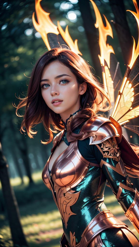 (dynamic angle),  raw photo,  (1 young cute fire fairy) on Tensor.Art