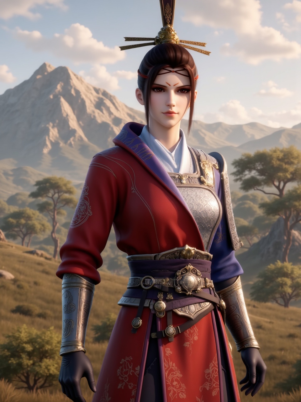 nvdi,  3D animation of a female character,  traditional armor by 漫美馆 on Tensor.Art