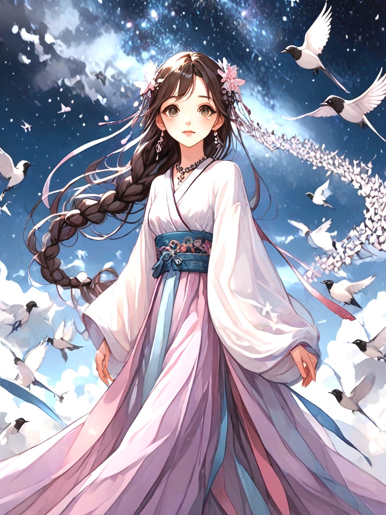 source_anime,  magpie bridge,  birds flock on Tensor.Art