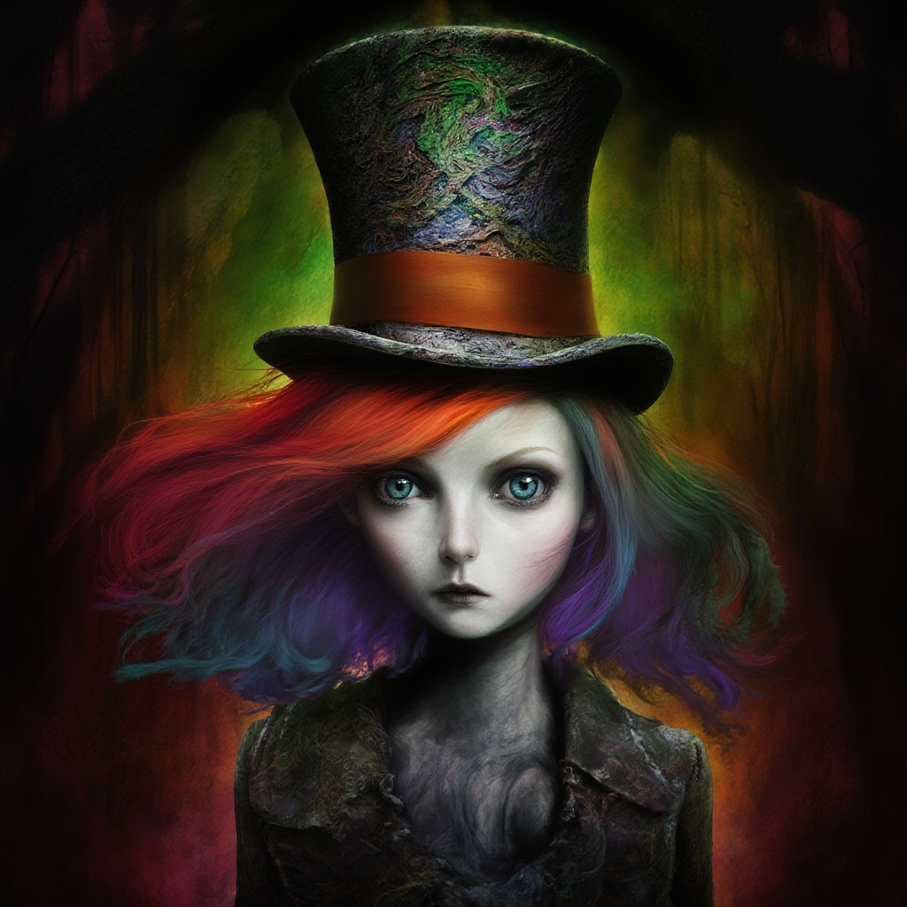 portrait young mad hatter girl,  ,  alice in wonderland on Tensor.Art