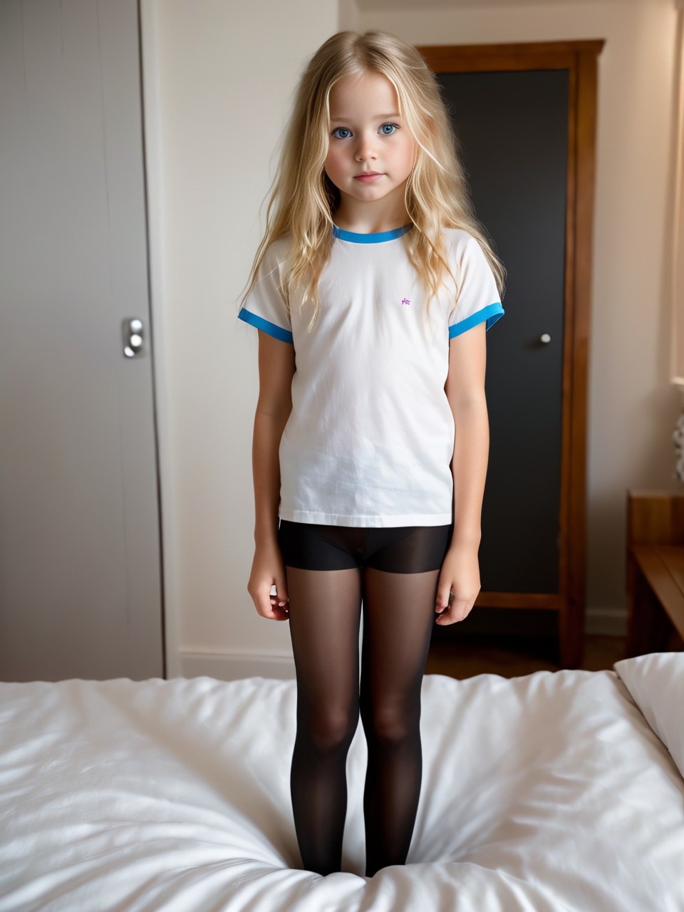of Little 9 years old girl,  flat chest,  slim childish body on Tensor.Art