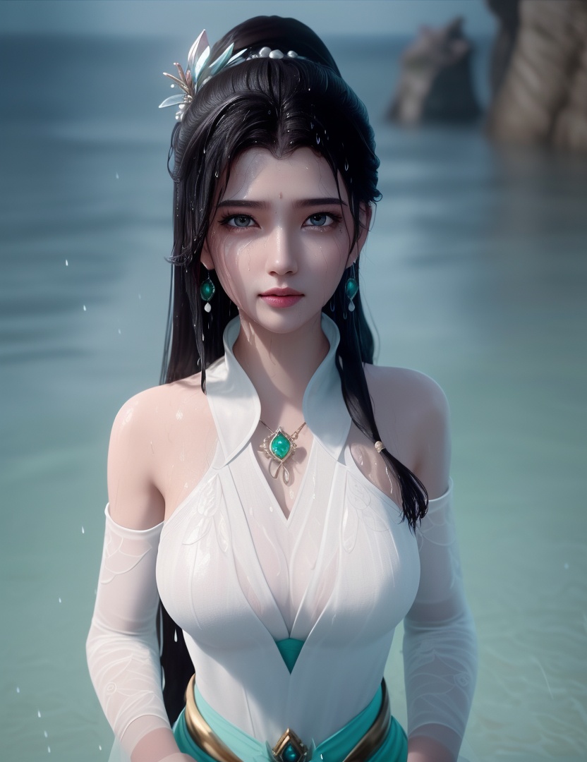 <lora:516-DA-万古狂帝-楚柳儿:0.8>(,1girl, ,best quality, ),looking at viewer, ,ultra detailed 8k cg, ultra detailed background, ultra realistic 8k cg,  ,masterpiece((((1girl, solo,  , ,solo focus, wet,sweat, ocean,rain, water drop, )))) (, , sweatdrop, flying sweatdrops, sweating profusely,colorful drop \(module\), )   clean, masterpiece,     cinematic lighting, cinematic bloom,   , unreal, science fiction, luxury, jewelry, diamond, gold, pearl, gem, sapphire, ruby, emerald, intricate detail, delicate pattern, charming, alluring, seductive, erotic, enchanting, hair ornament, necklace, earrings, bracelet, armlet,halo,