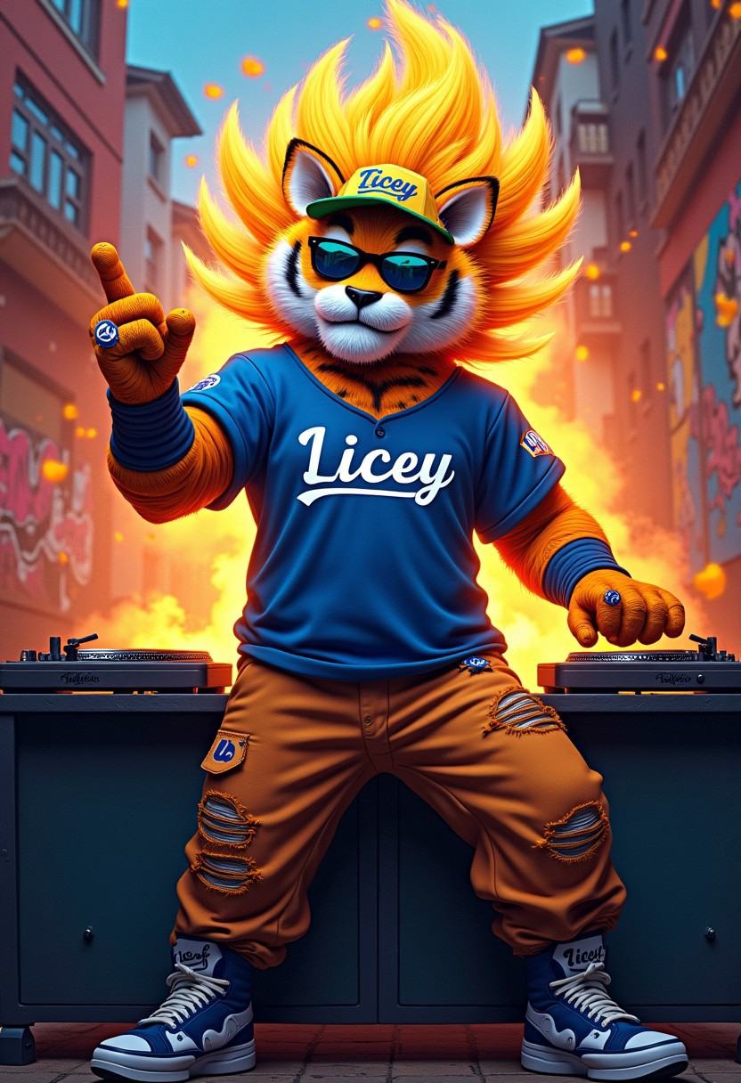 @carlosmanuelpe2 (40) a young man A vibrant and energetic scene of a tiger Goku DJ performing at an electronic music party...