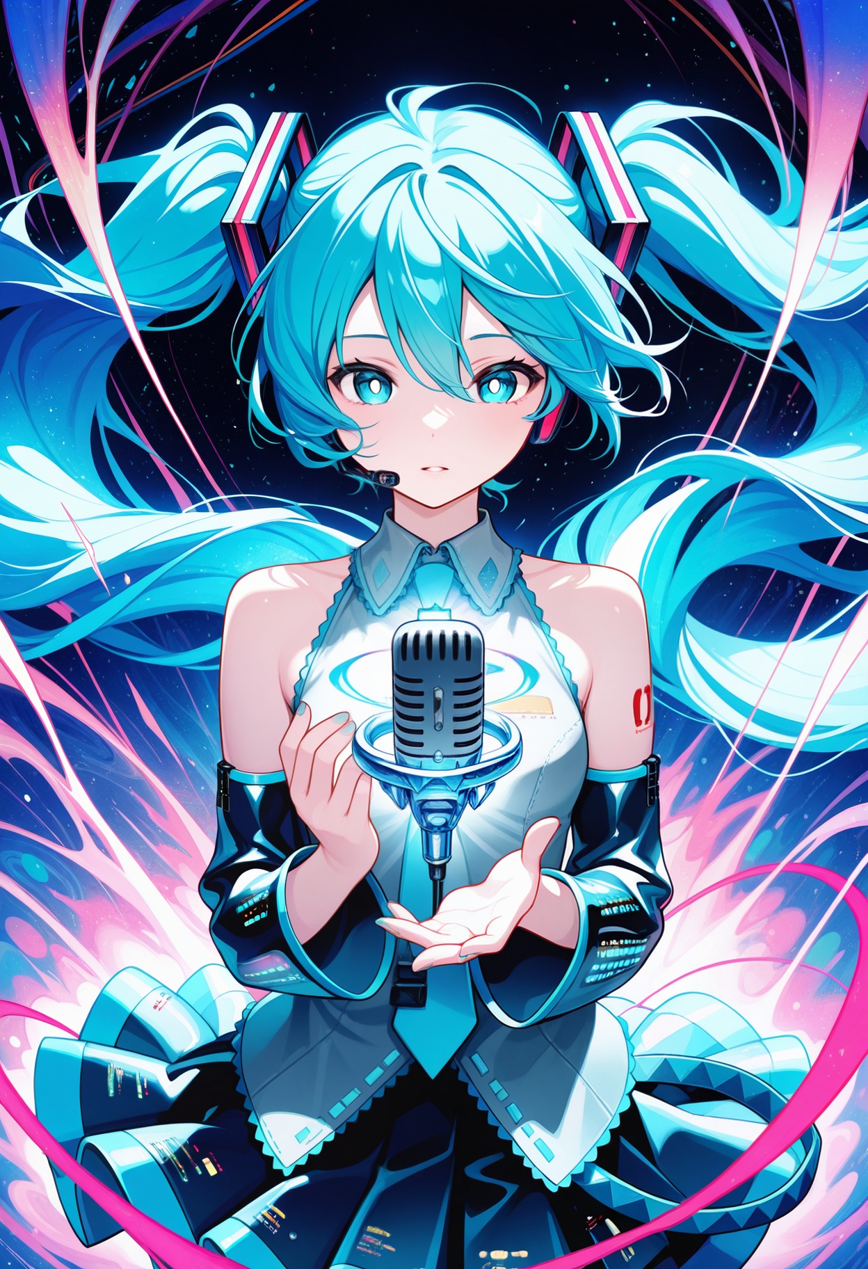1girl,  hatsune miku,  white pupils on Tensor.Art