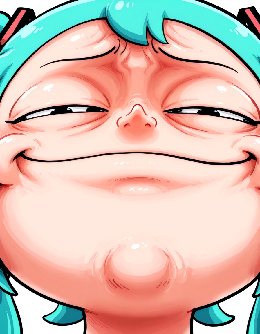 merriviuselfmeme_smug,  exaggerated smug expression,  hatsune miku on Tensor.Art