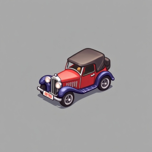 RHJZ3,A digital illustration of an vintage car placed on a gray background.,