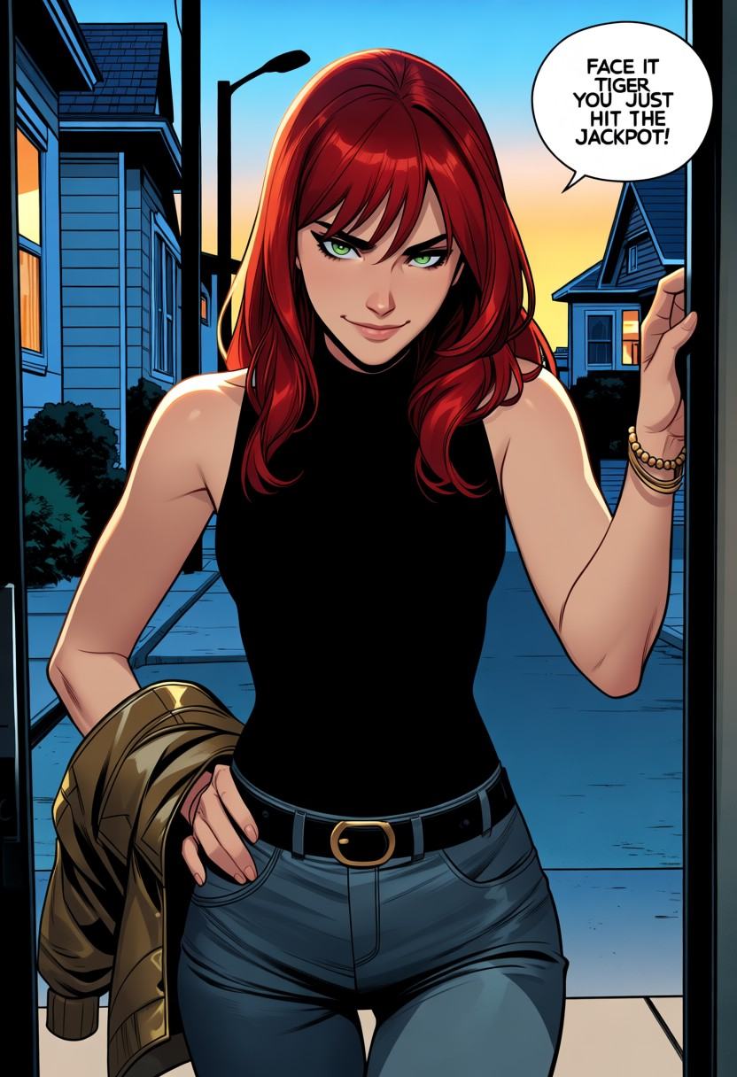 M4ryJ4n3,  Black sleeveless top,  pants on Tensor.Art