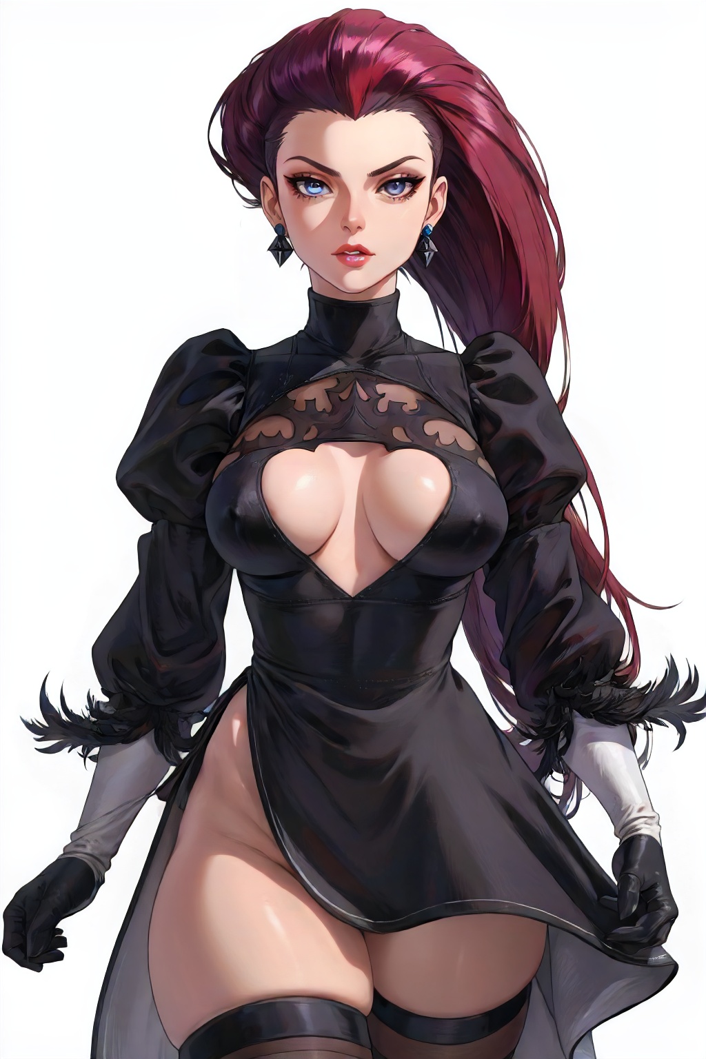 jessie wearing black dress,  gloves,  long hair on Tensor.Art