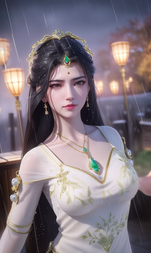 <lora:404-DA-仙逆-凤栾:0.8> ,(,1girl, ,best quality, ),looking at viewer, ,ultra detailed 8k cg, ultra detailed background,  ultra realistic 8k cg, flawless,  tamari \(flawless\), professional artwork, famous artwork, cinematic lighting, cinematic bloom, (( , )),, dreamlike, unreal, science fiction,  luxury, jewelry, diamond, pearl, gem, sapphire, ruby, emerald, intricate detail, delicate pattern, charming, alluring, seductive, erotic, enchanting, hair ornament, necklace, earrings, bracelet, armlet,halo,masterpiece, (( , )),, realistic,science fiction,mole, ,cherry blossoms,(((, , ultra high res, (photorealistic:1.4), raw photo, 1girl, wet clothes, rain, sweat, ,wet, )))(( , ))   (()), (),