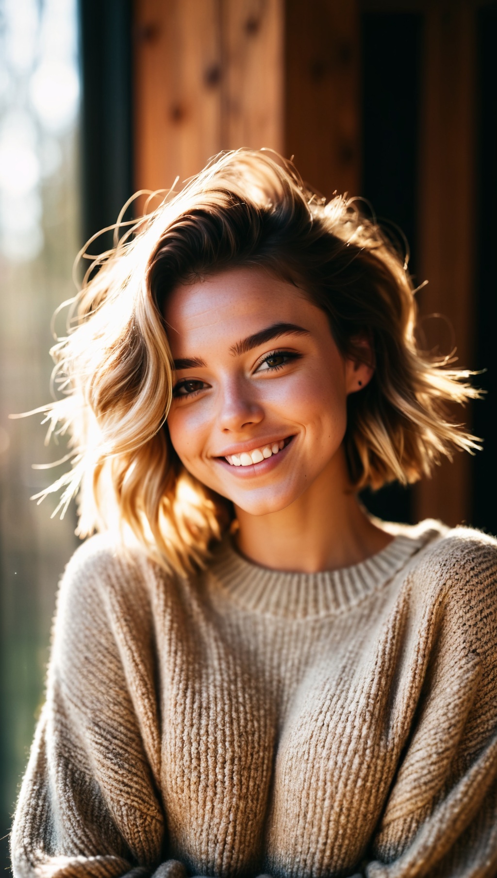 edgy pinterest woman,  20 years old,  wearing a oversized sweater on Tensor.Art