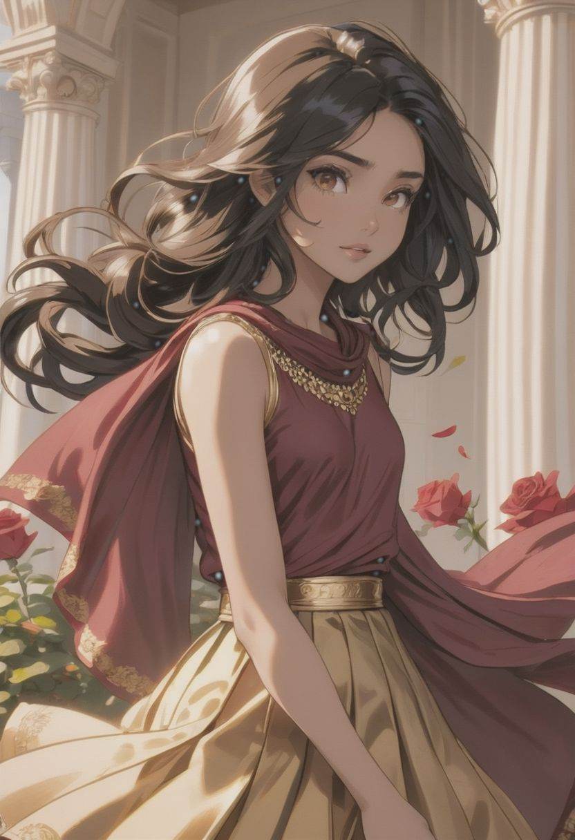 a beautiful (((black haired girl,  ))) very long messy hair,  beautiful detailed deep brown eyes on Tensor.Art