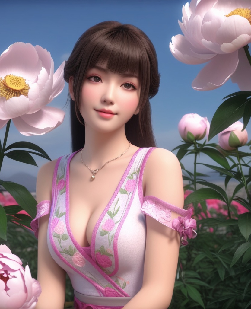 <lora:578-DA-XL-斗破苍穹-小医仙:0.8>(,1girl, ,best quality, ),looking at viewer,  ,,ultra detailed background,ultra detailed background,ultra realistic 8k cg, , ,masterpiece, (( , )),,, ultra realistic 8k cg, ,      ,peony \(flower\),(cleavage), (),