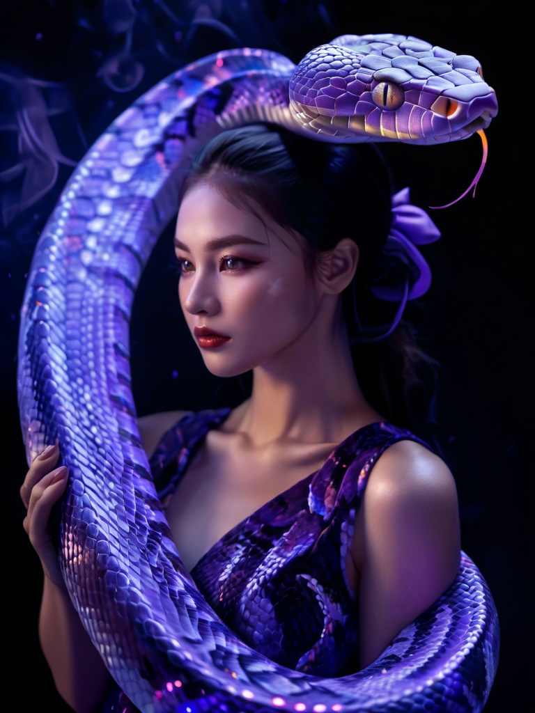a girl wearing a purple dress,  lighting,  fantasy on Tensor.Art