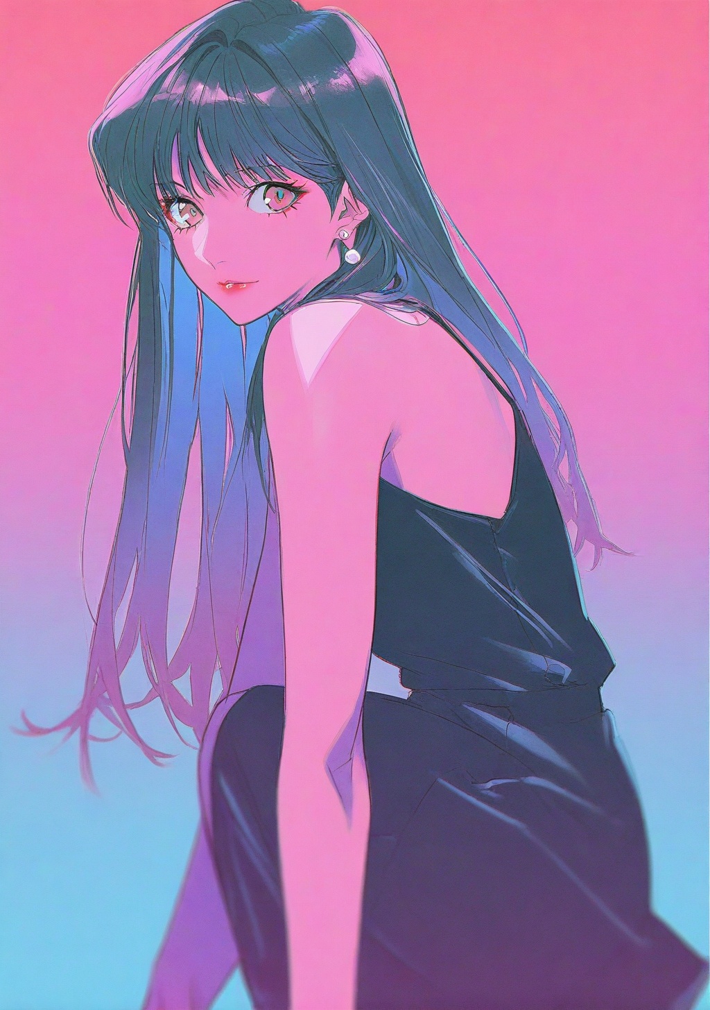 vaporwave,  gradient background,  lipstick on Tensor.Art