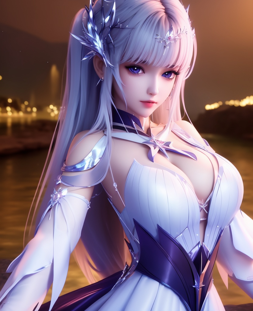 <lora:587-DA-神印王座-圣采儿-觉醒:0.8>(,1girl, ,best quality, ),looking at viewer,  ,ultra detailed 8k cg, ultra detailed background,  ,masterpiece, (( , )) , lake,upper body,   (cleavage), (),