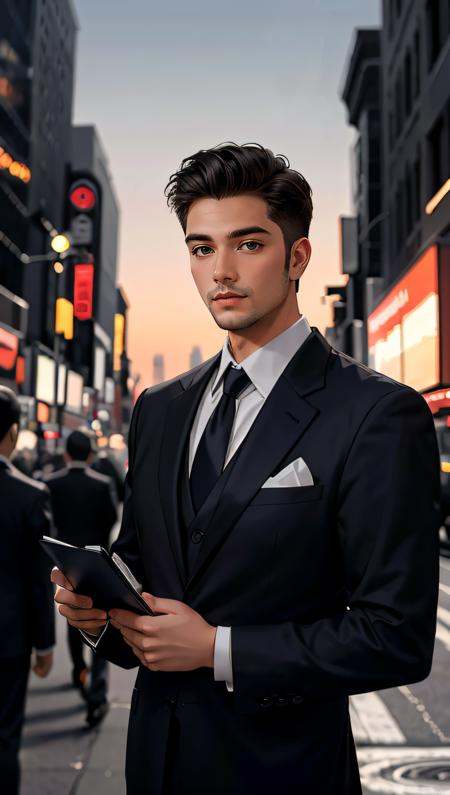 (best quality,  masterpiece,  hyper realistic) 1 elegant business man on Tensor.Art