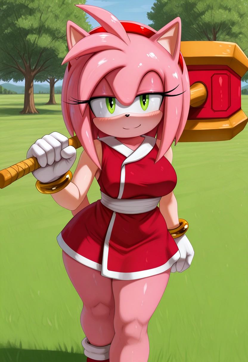 solo female,  Amy Rose,  pink fur on Tensor.Art