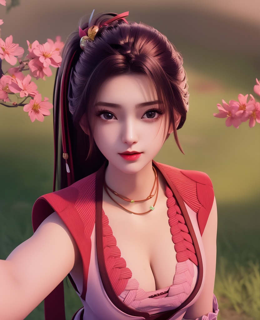 <lora:547-DA-诛仙-肖欢:0.8>(,1girl, ,best quality, ),looking at viewer,  ,ultra detailed background,ultra detailed background,ultra realistic 8k cg,, ,masterpiece, (( , )),, ,   ,   cure blossom,  ,,  (cleavage), (), ,,