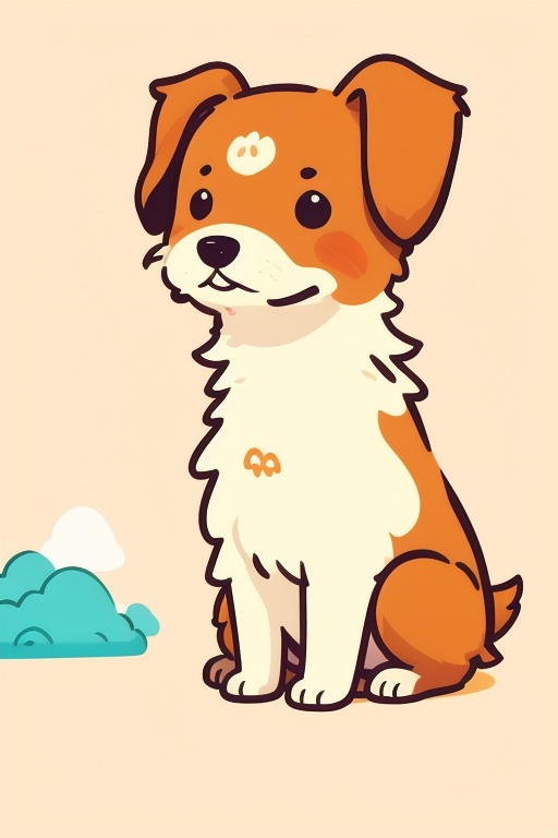 masterpiece,best quality,Simplified illustration,cute dog,solo,simple background,white background, 