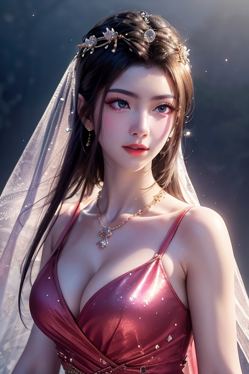 yuanyaoscore_9,score_8_up,score_7_up,source_anime,Close-up details,realistic style photo young woman,solo,long hair,big breasts,outstanding style,tall,cute,in her teens.   Use soft lighting to cast gentle shadows on the subject,adding a touch of dimension to your images without compromising details,ear_ornament,hair_ornament,eyelashes,makeup,light pink eye shadow,light pink lipstick,pale skin,makeup,whirls of vapor,iridescent textures,(Anime:1.1),soft neon light,ethereal ambiance,delicate details,magical atmosphere,concept art,highly detailed,ultra-high resolution,32K UHD,sharp focus,best-quality,masterpiece,golden hour,unconventional supreme masterpiece,masterful details,temperate atmosphere,with a high-end texture,in the style of fashion photography,magazine cover,Dynamic Angle,Dynamic posture,magazine cover,Dynamic Angle,Dynamic posture,<lora:紫灵仙子2:0.6>,1girl,dress,breasts,solo,black hair,purple dress,(veil:1.2),jewelry,cleavage,long hair,looking at viewer,necklace,flowers background,<lora:yuanyao_V0.3:0.75>,, masterpiece, best quality,