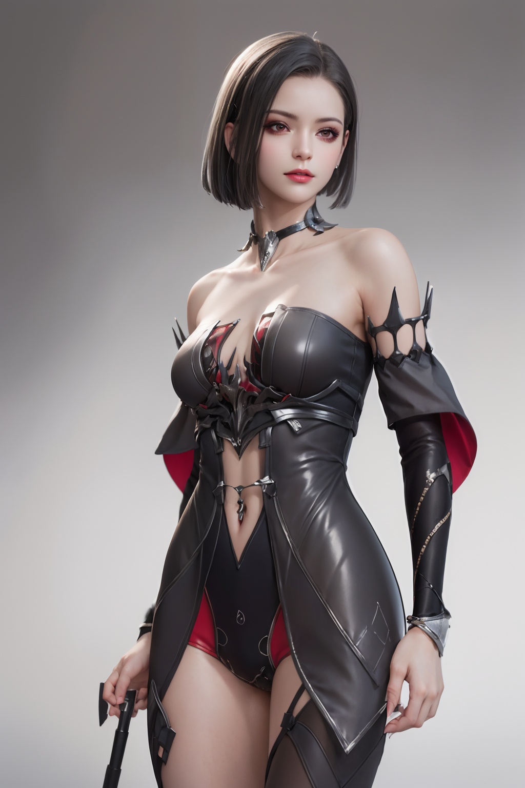 (masterpiece, best quality:1.3),ultra highres,8k,(realistic, photorealistic:1.4),best quality,masterpiece,1girl,detached sleeves,facial mark,makeup,navel,simple background,bashful,solo,<lora:逆战薇拉:0.7>,