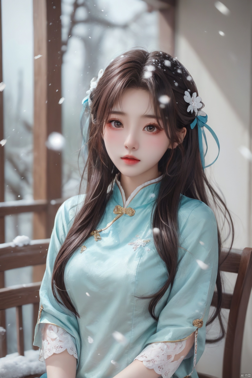 1girl,,,cowboy shot,,white stockings,,sit,,,from front,,,,,,,,,,,,ray tracing,{best quality}, {{masterpiece}}, {highres}, original, extremely detailed 8K wallpaper, {an extremely delicate and beautiful},,incredibly_absurdres,colorful,intricate detail,,,,,,,,,,,,,,snowflakes,falling_snow,snowing,l,,,,,,,,,,,,,,,,,,,,,, , (upper body:1.2), , a girl,dress,moyou, (\meng ze\)<lora:EMS-299335-EMS:0.600000>, <lora:EMS-265720-EMS:0.500000>