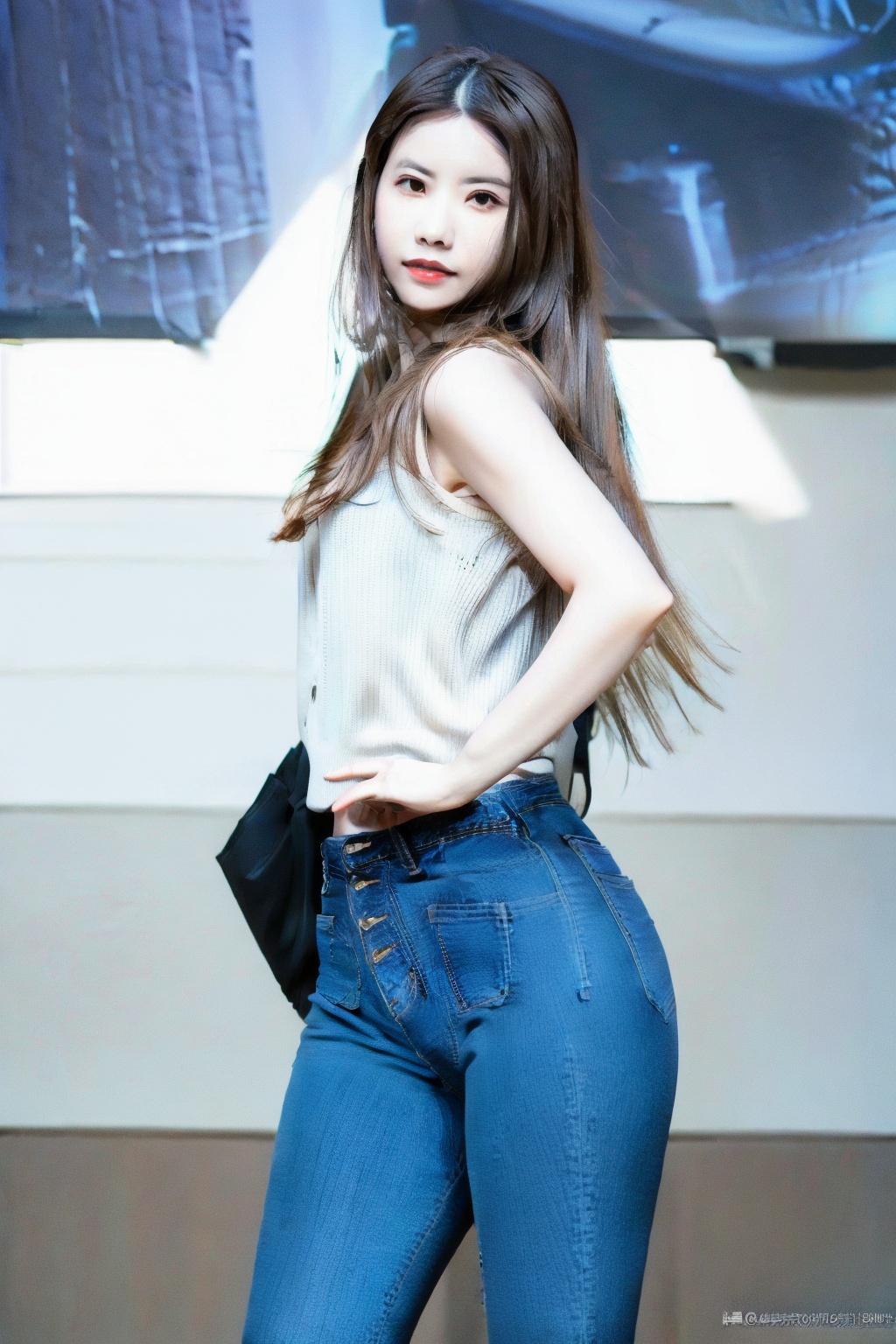 (1girl:1.3), (best quality, masterpiece, ultra high resolution),(photorealistic:1.3), (realistic:1.3), depth of field, (day:1.2), (cinematic lighting:1.2),  (PureErosFace_V1:0.8),(ulzzang-6500:0.3), full body,  (skinny jeans:1.2) <lora:JeansCathy:0.9>