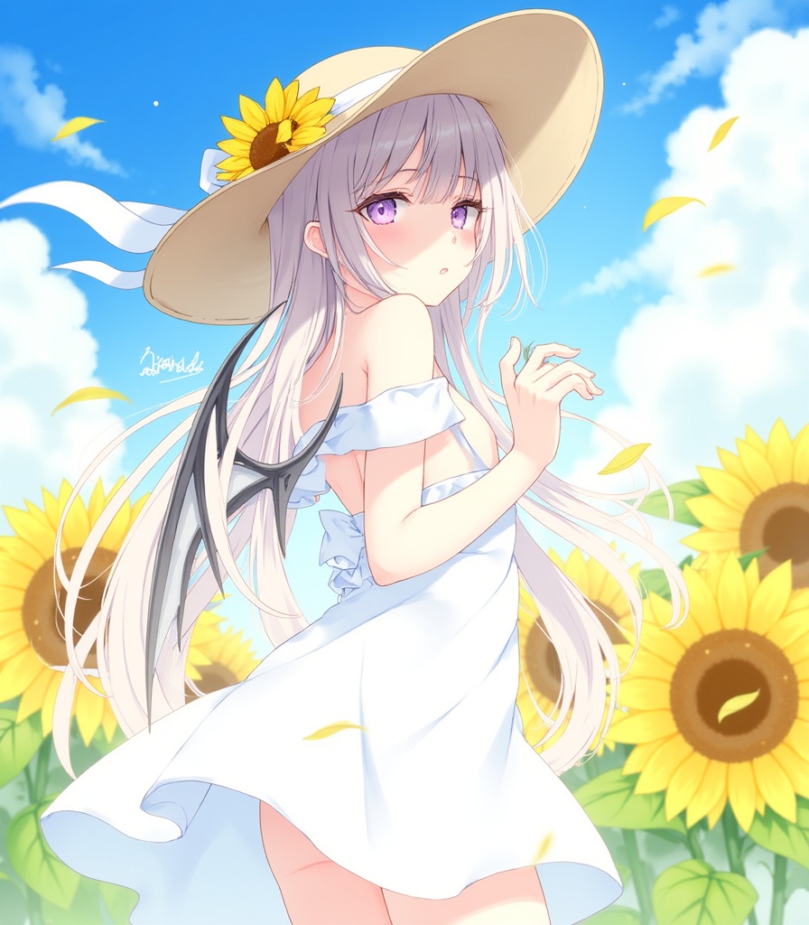 1girl,  sunflower,  flower on Tensor.Art