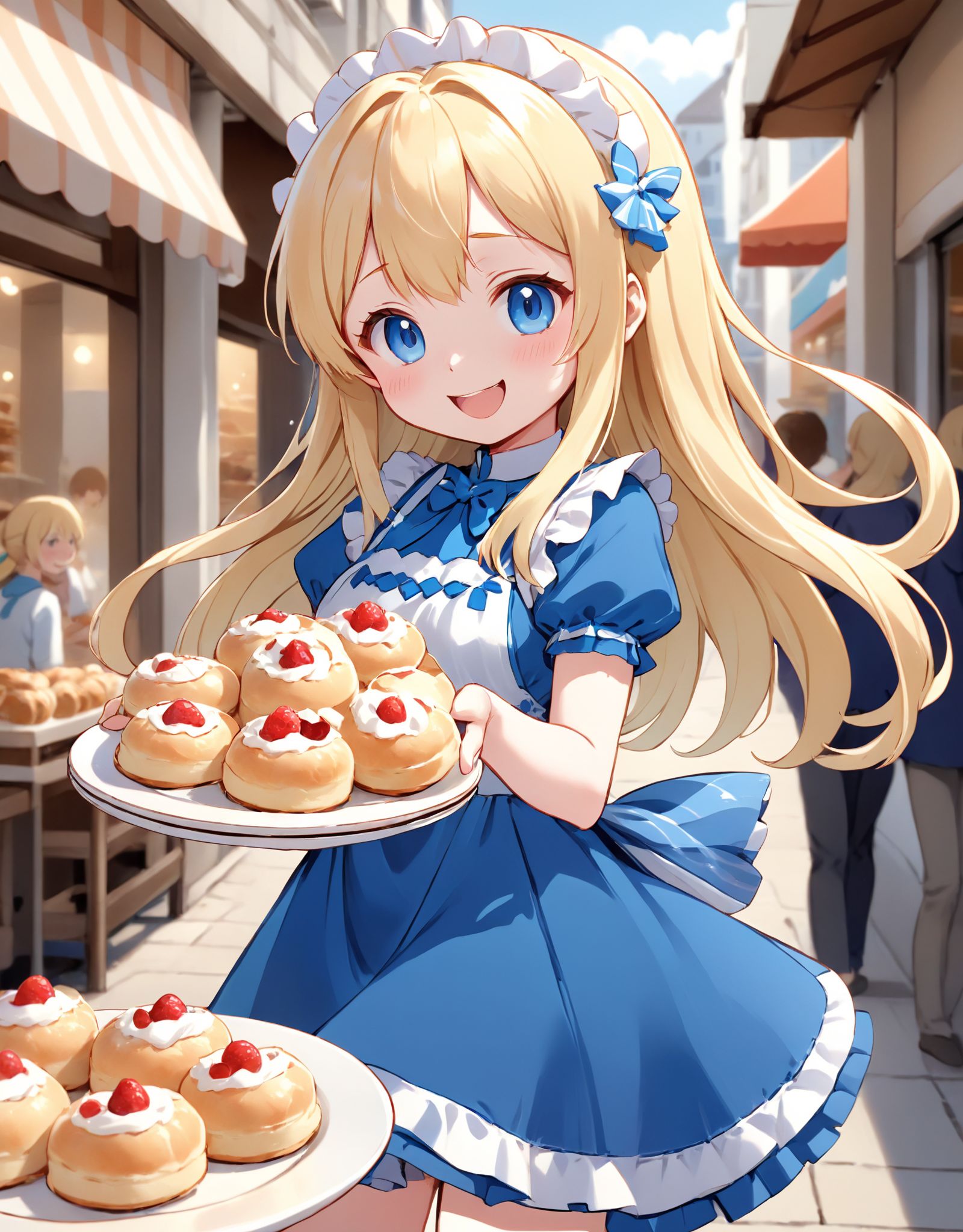 Illustration of a cute,  anime-style character named "Roll-chan" with long,  blonde hair on Tensor.Art