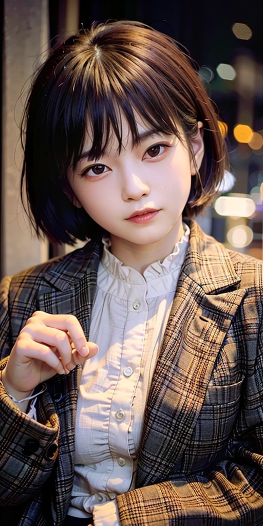 1girl,  <lora:sd-No.120-000008:0.8>, Tokyo street,night, cityscape,city lights,close-up,, (8k, RAW photo, best quality, masterpiece:1.2),(realistic, photo-realistic:1.37),