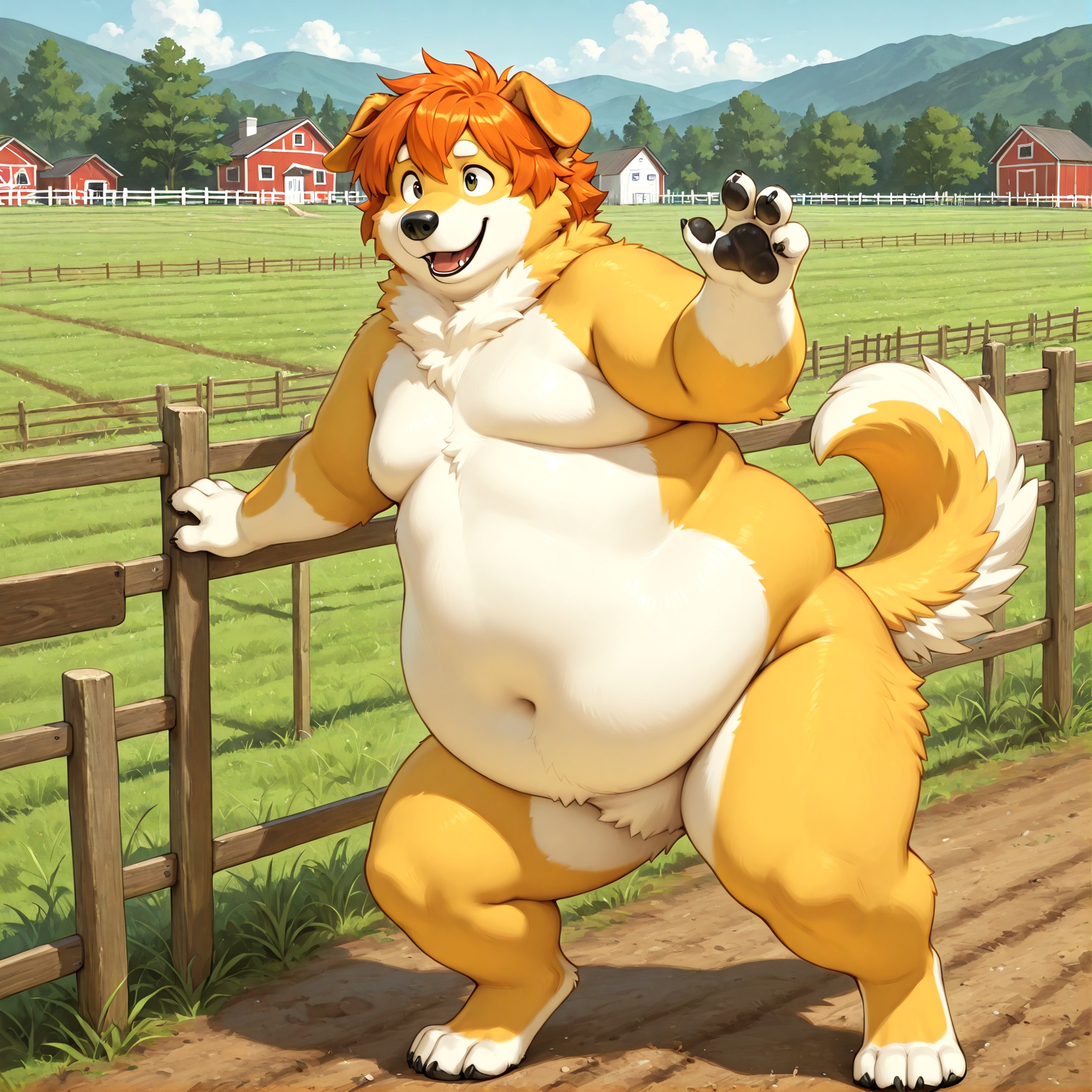 dog,  fat,  yellow fur on Tensor.Art