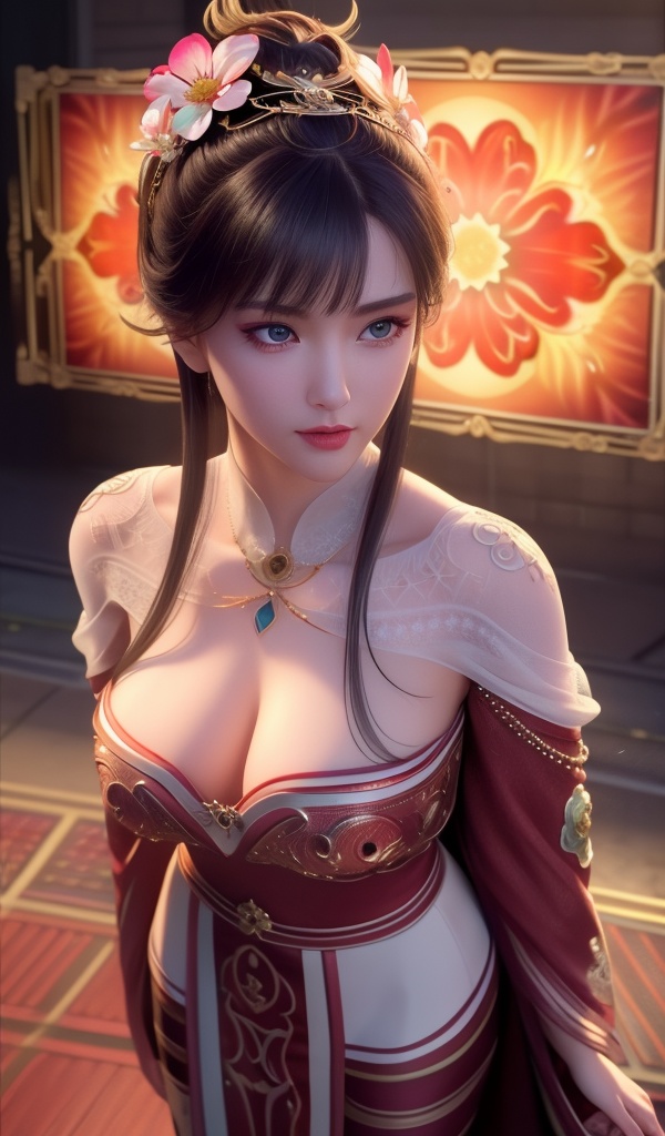 <lora:638-DA-暗河传-白鹤淮-妇人:0.8>(,1girl, ,best quality, ),looking at viewer,  ,,ultra detailed background,ultra detailed background,ultra realistic 8k cg,, ,masterpiece, (( , )),ultra realistic 8k cgSurrounded by strange, movie perspective, advertising style, Colorful background, splash of color A beautiful woman with delicate facial features,tattoo all over body, flower arms,from above,