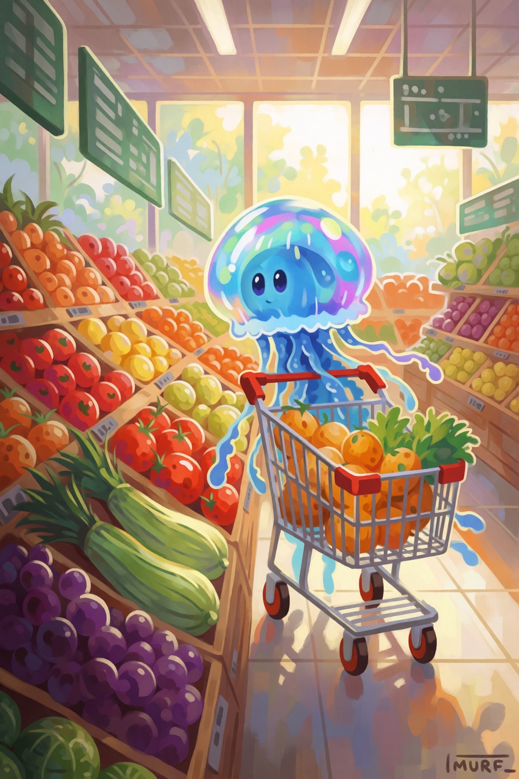 @himmis,  A digital painting of a jellyfish,  cute on Tensor.Art