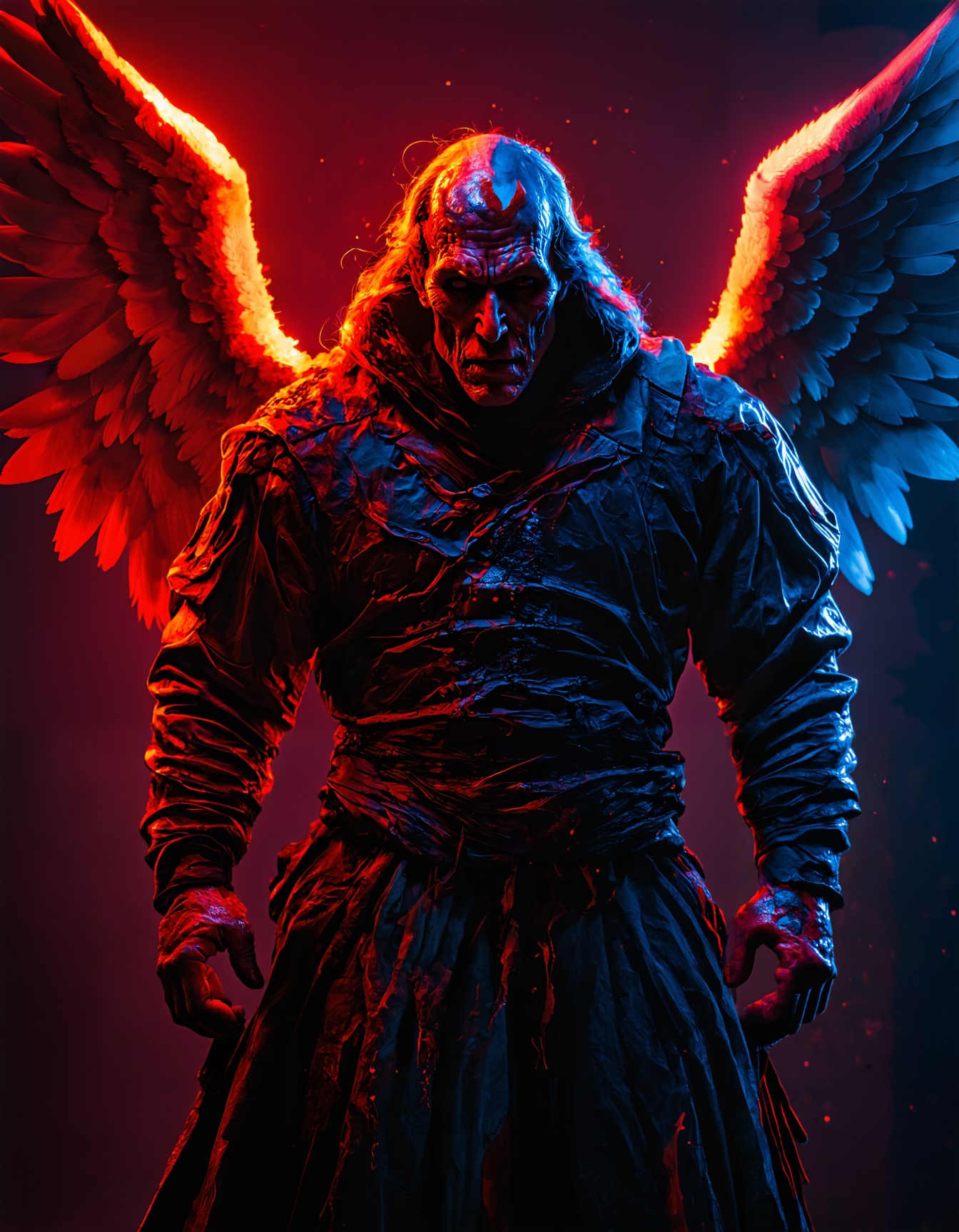 ultra-detailed,  illustration,  dark silhouette of a rotten archangel man on Tensor.Art