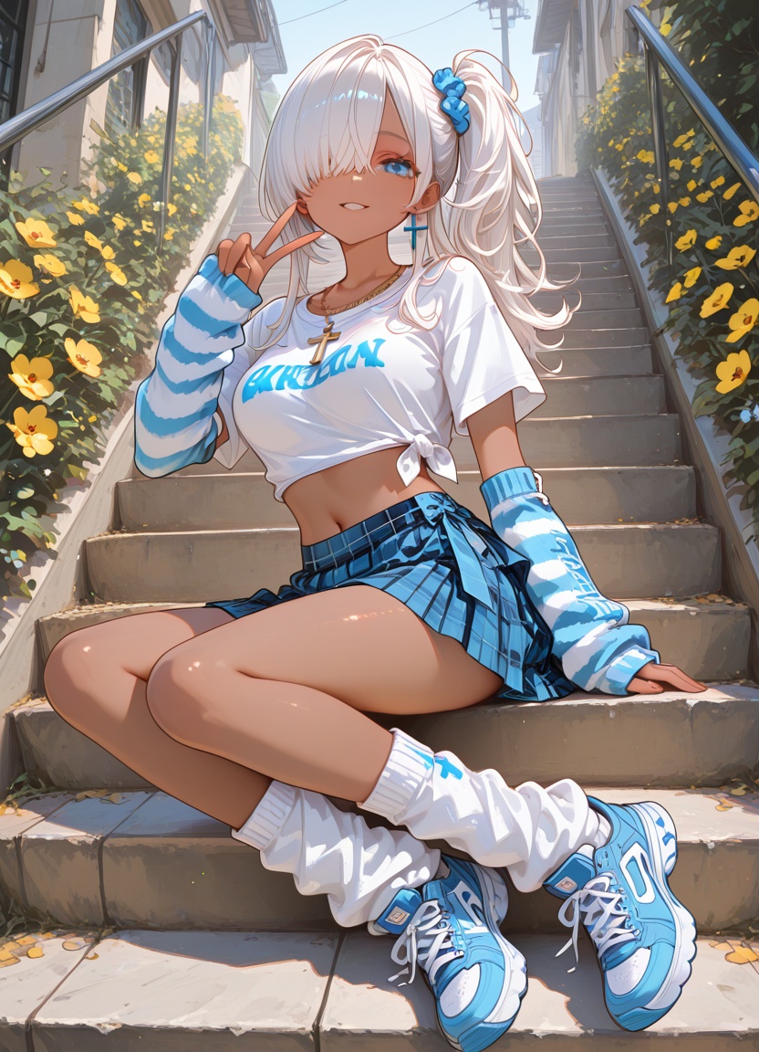 1girl,  stairs,  jewelry on Tensor.Art
