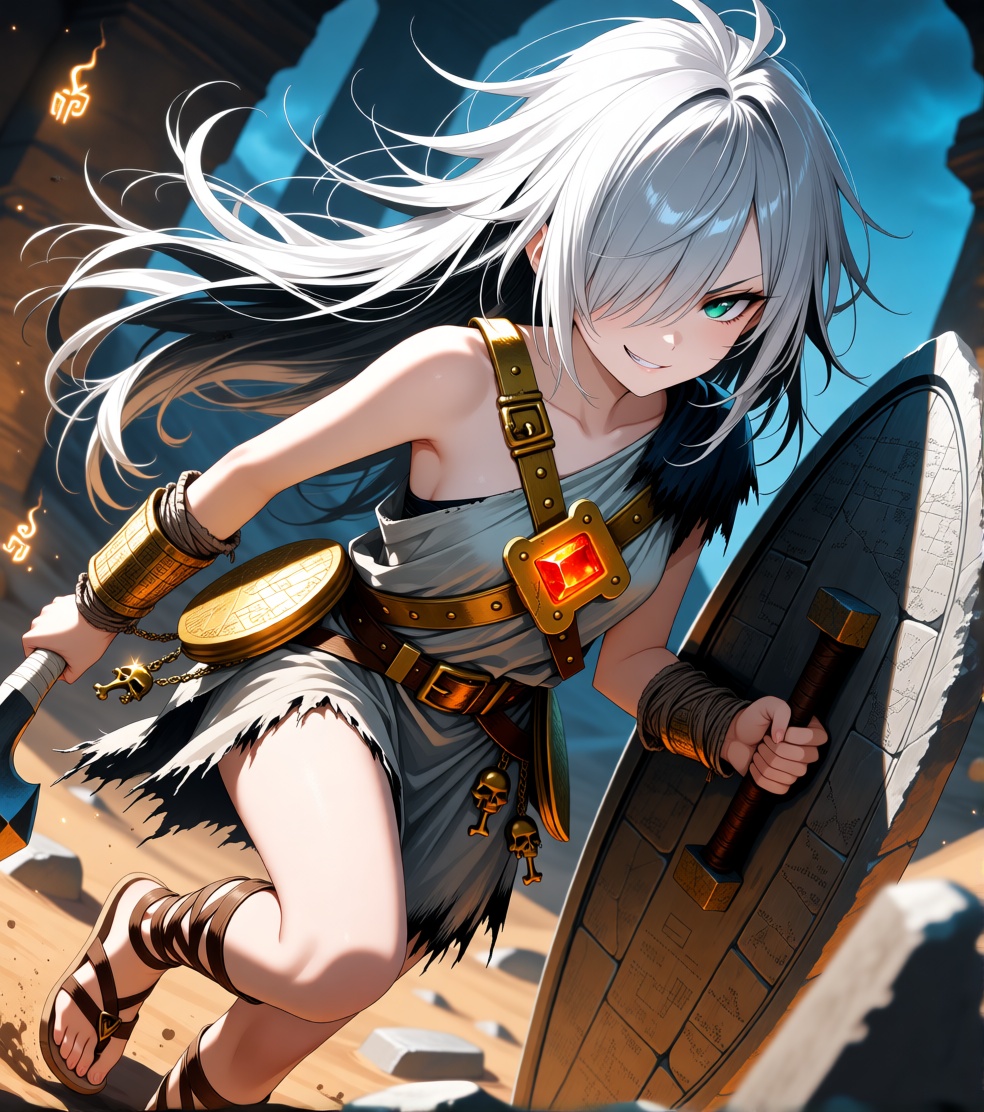 1girl,  solo,  petite and slender female tomb-raiding wanderer on Tensor.Art
