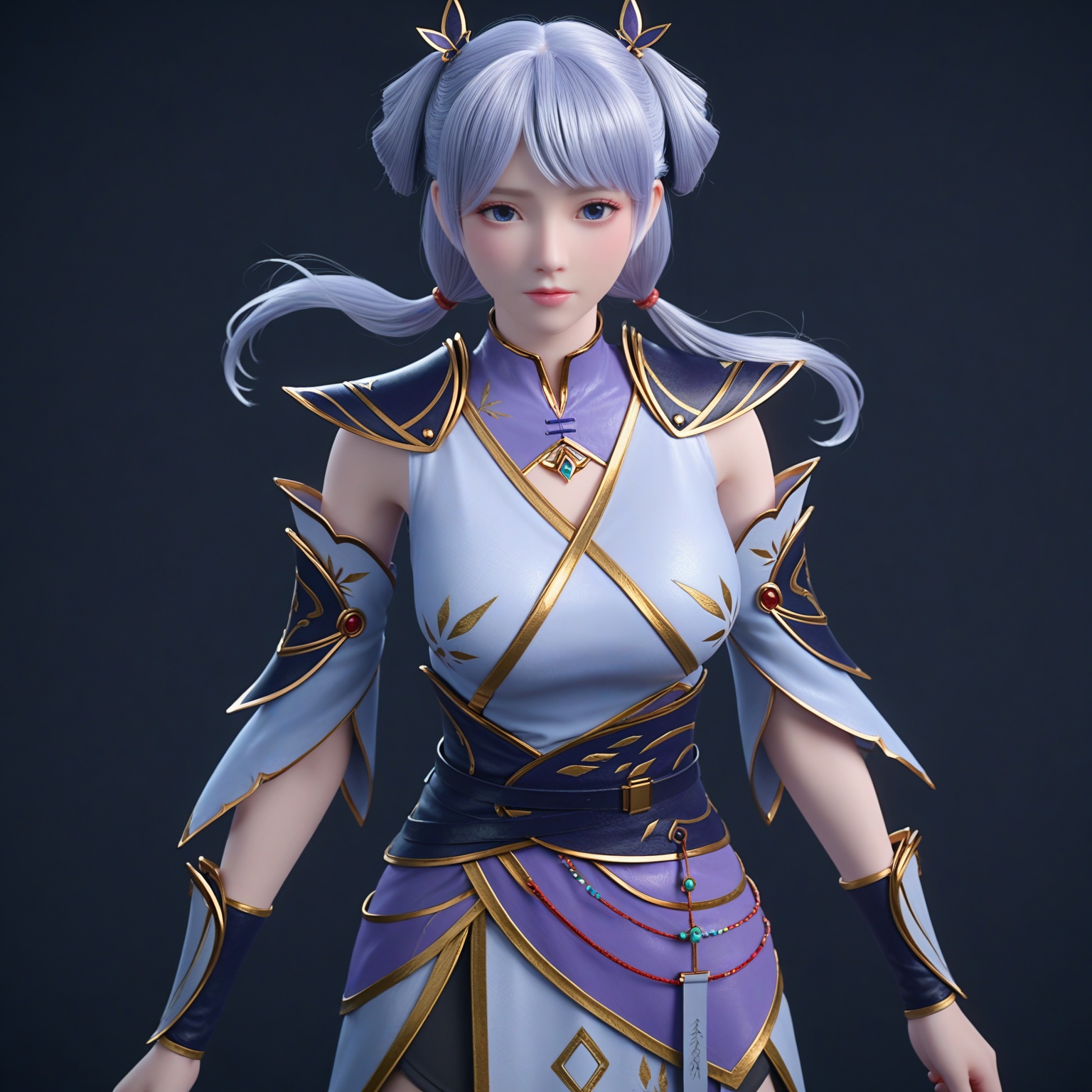 (upper_body:1.1),(huge breasts:0.9),58.<lora:YQponyhanxueV2:0.8>,q1528437228,solo,1girl,long_hair,blue_eyes,hair_rings,detached_sleeves,realistic,armor,bangs,hair_ornament,twintails,grey_hair,sash,dress,blue_hair,boots,jewelry,skirt,black_footwear,purple_hair,white_hair,ponytail,hair_bun,low_twintails,sleeveless,belt,high_heels,black_shorts,chinese_clothes,gloves,pantyhose,purple_eyes,short_hair,,blush,(looking_at_viewer:1.1),BREAKintricate details,shiny_skin,solo focus,(blurry background:1.1),(depth of field:1.1),perfect_anatomy,(cinematic lighting:0.9),(volumetric lighting:0.9),(simple background,pure black background,black background:1.1),