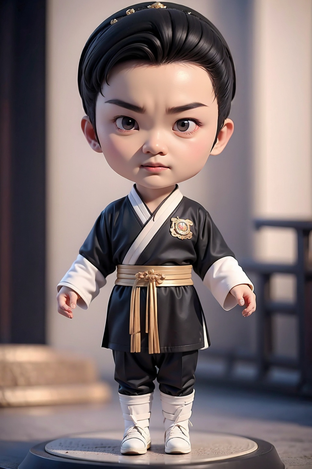 (best quality:1.4),(masterpiece:1.4),(8K:1.4),(extremely detailed:1.4),1boy,(black eyes:1.2),(black hair:1.2),full body,(chibi:1.4),