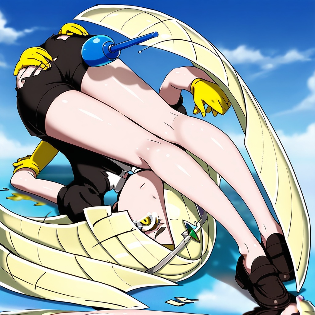 gem uniform (houseki no kuni),  hand between legs,  sky on Tensor.Art