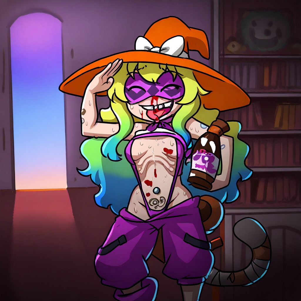 tooth gap,  asymmetrical footwear,  witch hat on Tensor.Art