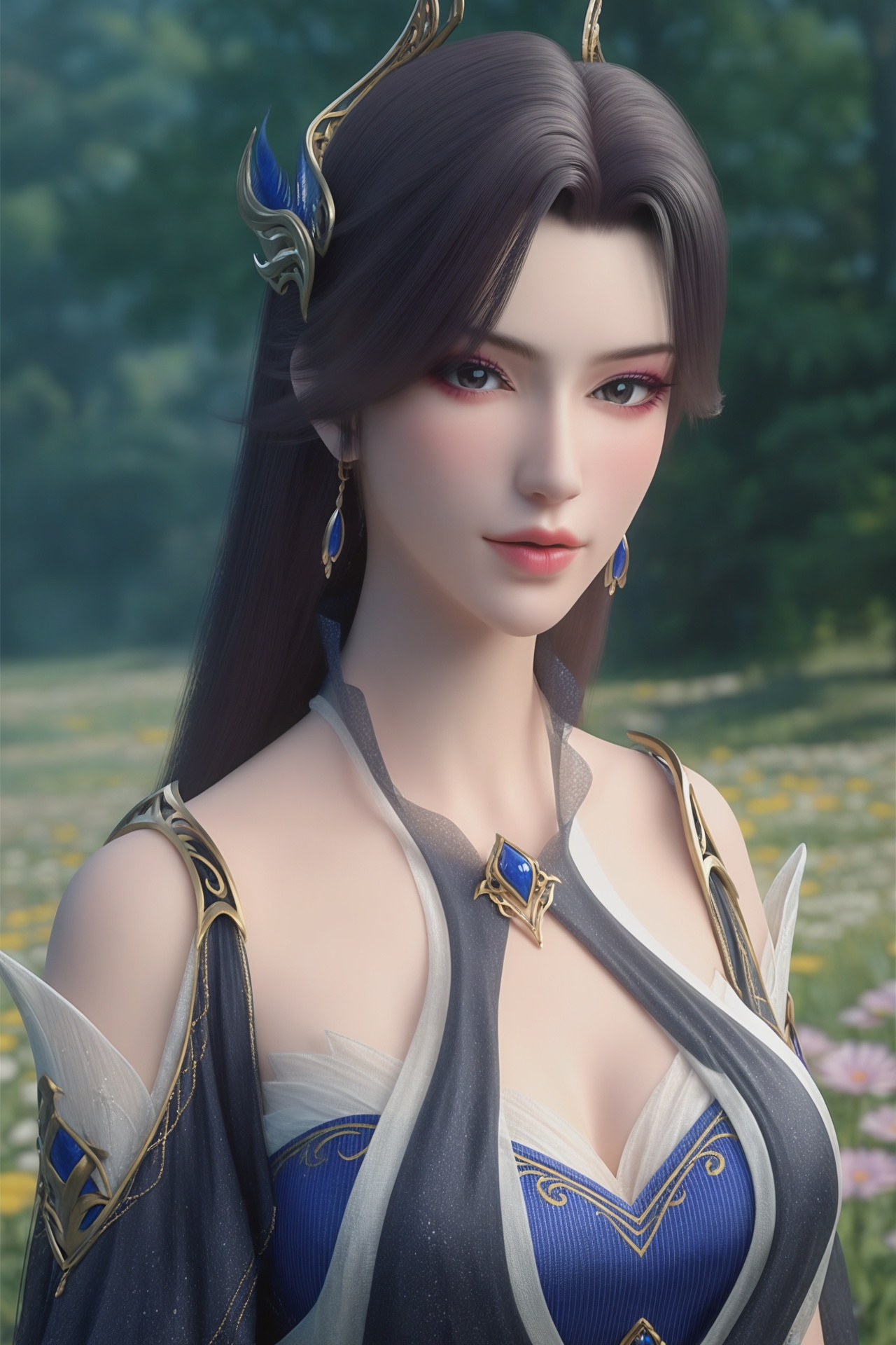 caoying,<lora:caoyingXL:0.8>,score_9,score_8_up,score_7_up,32K UHD,8k,4k,best quality,extremely detailed cg 8k wallpaper,ultra-detailed,masterpiece,sharp focus,unconventional supreme masterpiece,masterful details,temperate atmosphere,with a high-end texture,luxurious sharp focus,intense,dynamic cinematic color,located artistic,Fashion and art,elegant and sophisticated,innovative use of light and shadow,decorative,allegorical,symbolic,with a high-end texture,low saturations,dim lighting,1girl,solo,medium breasts,looking at viewer,cleavage,petals,outdoors,flower field,detailed face,focus on face,(female_orgasm:1.2),light_blush,