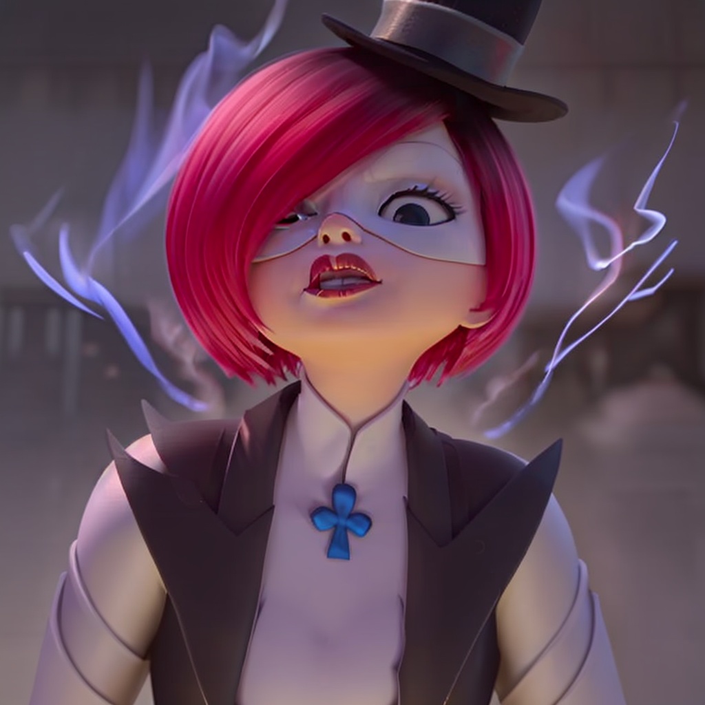 qijimiss(IP), kwamiss, 3D rendering, European and American cartoon style, eyes closed, a blue-purple smoke on the chest, a blue-purple plastic-shaped object, saliva, kwamiss fainted on one side<lora:kwamiss v1-000014:0.7>